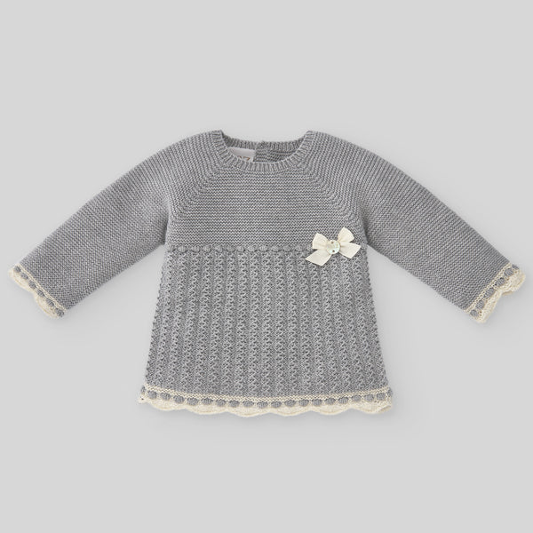 Paz Rodriguez Set Knit Newborn Sweater & Pant Ballet - Grey/Beige