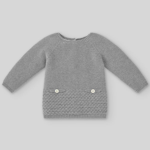 Paz Rodriguez Set Knit Newborn Sweater & Pant - Grey Vapor