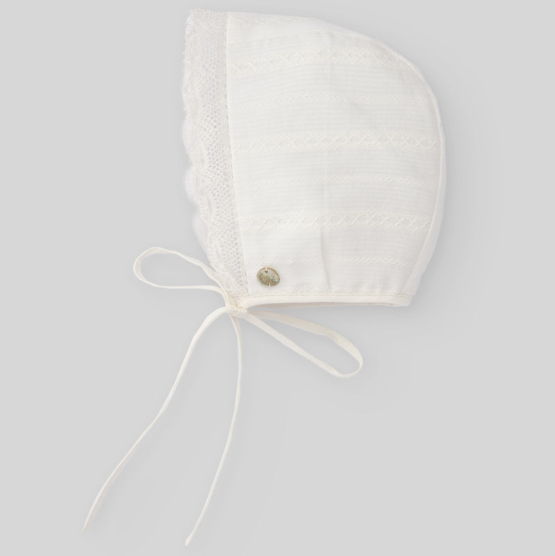 Paz Rodriguez Woven Newborn Bonnet Paz - Cream