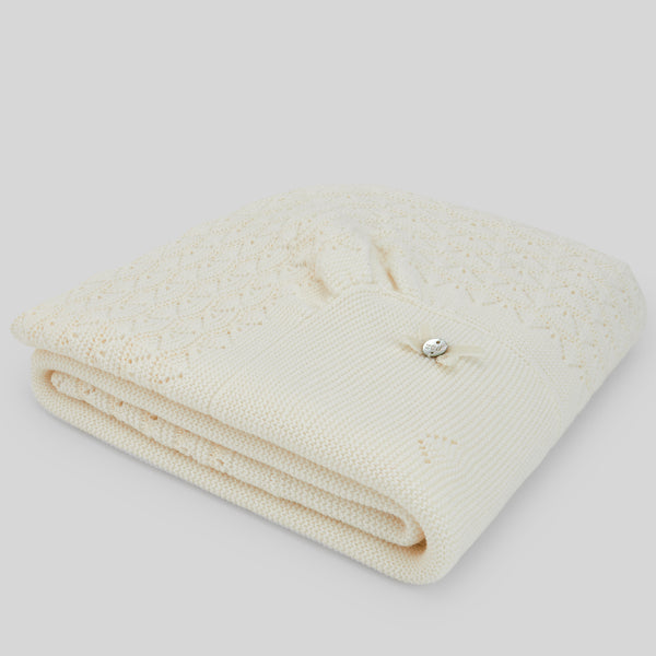 Paz Rodriguez Knit Newborn Shawl Paz - Cream/Beige