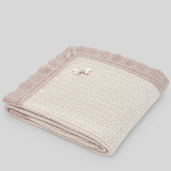 Paz Rodriguez Knit Newborn Shawl Opera - Linen/Cream