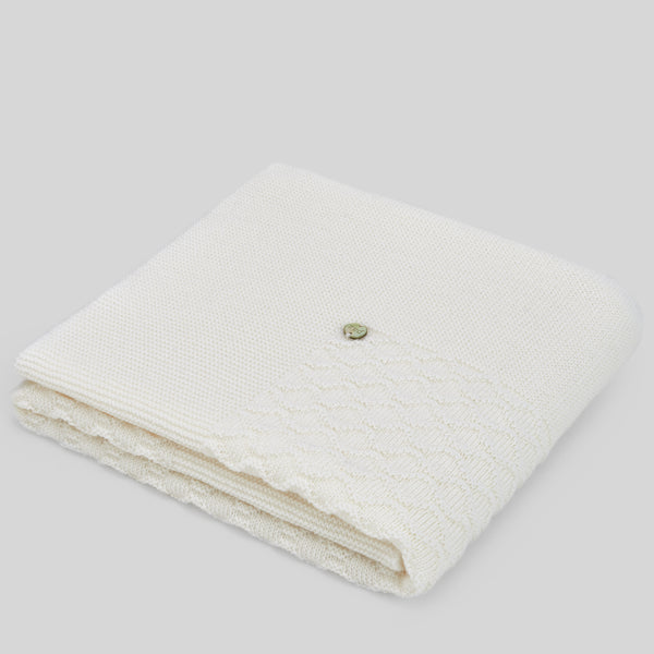 Paz Rodriguez Knit Newborn Blanket - Cream Crudo/Lana