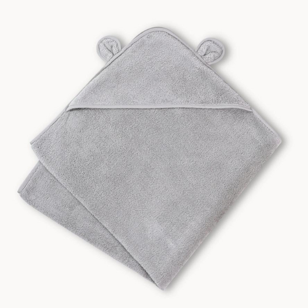 Natemia Organic Cotton Hooded Towel For Babies and Toddlers - Grey