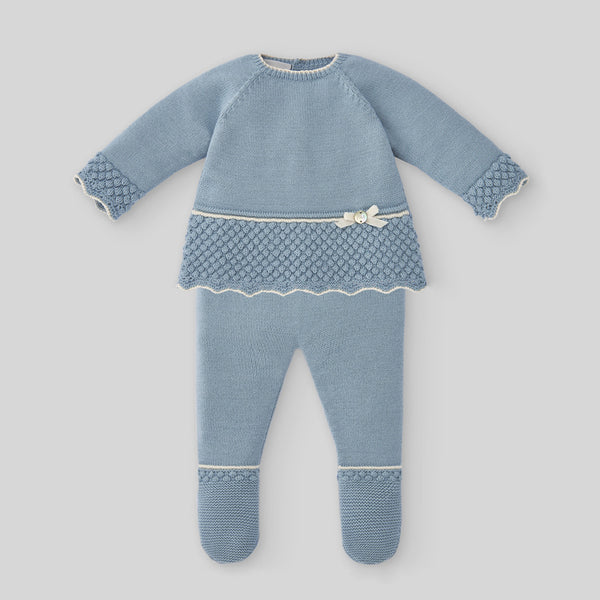 Paz Rodriguez Knit Newborn Sweater & Pant - Blue Sunset