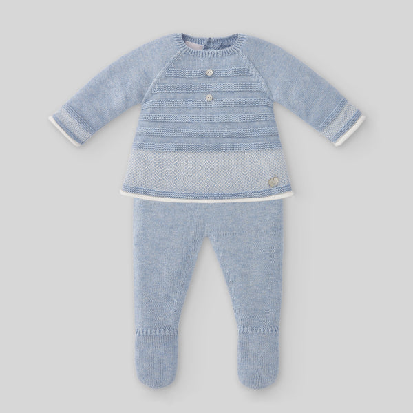 Paz Rodriguez Set Knit Newborn Sweater & Pant - Blue Cloud