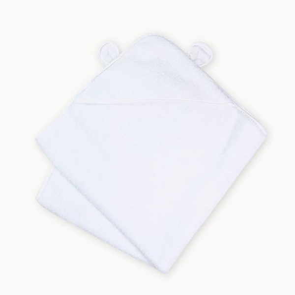 Natemia Organic Cotton Hooded Towel For Babies and Toddlers - White