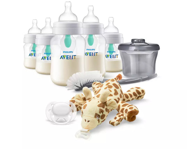 Avent Anti-colic Baby Bottle With AirFree Vent Newborn Gift Set With Snuggle, Clear