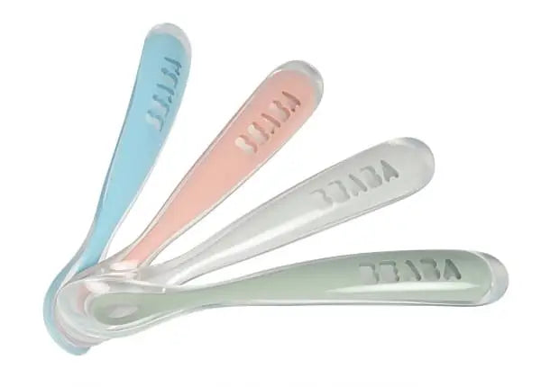 Beaba Beaba Baby First Foods Silicone Spoons - Set of 4 in Rose