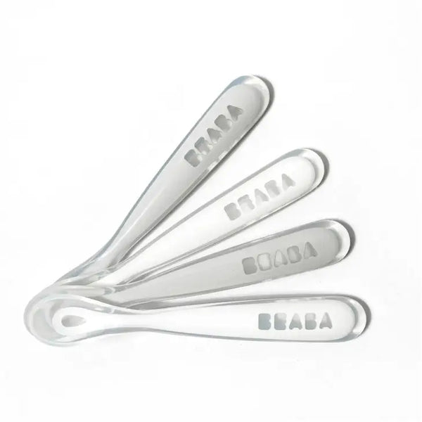 Beaba Beaba Baby First Foods Silicone Spoons - Set of 4 in Cloud