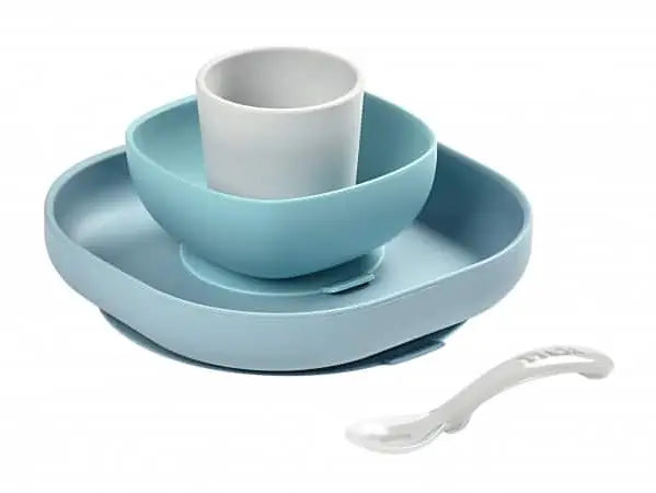 Beaba Beaba Silicone Suction Meal Set - Set of 4 - Rain