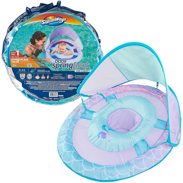 Swimways Sun Canopy Inflatable Baby Spring Float for Kids 9-24 Months