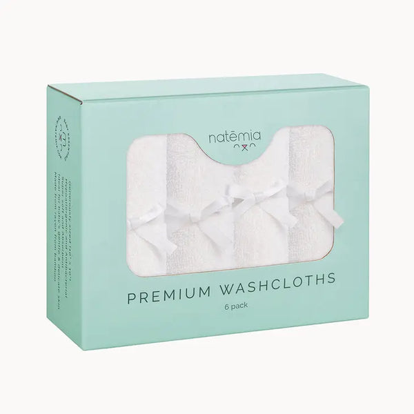 Natemia Ultra Soft Bamboo Washcloths in White - 6 Pack