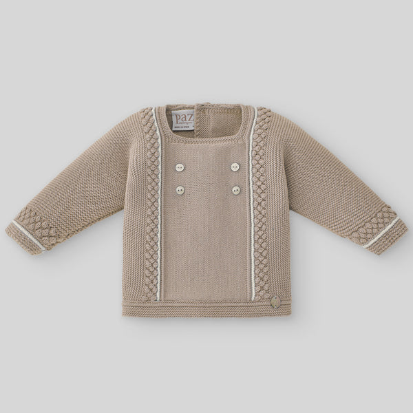 Paz Rodriguez Set Knit Newborn Sweater & Pant - Light Brown