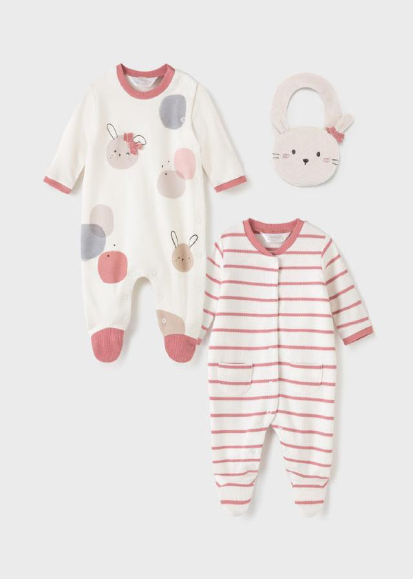 Mayoral Ecofriends 2 Onesies Set With Bib Newborn Girl