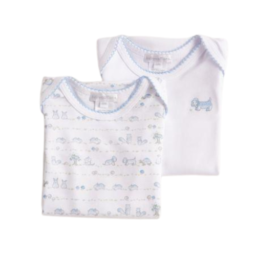 Babycottons In the Woods Bodysuit 2 Pack White Light Blue