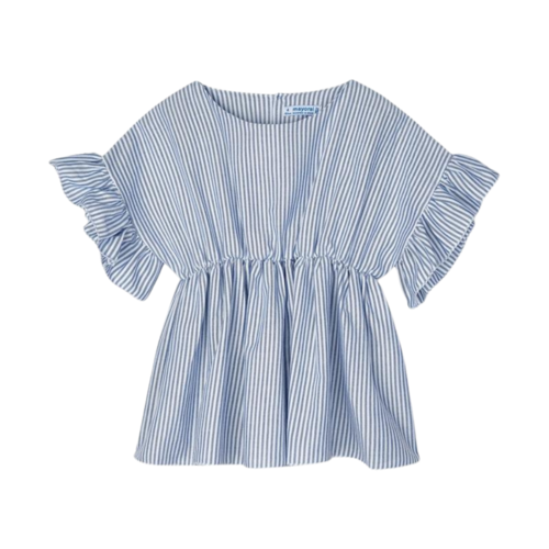 Mayoral Ruffled Sleeves Blouse Girl Ink