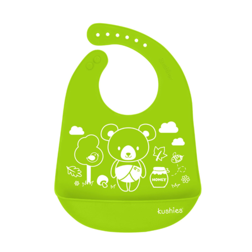 kushies Silicatch Silicone Bib Baby Bear Citrus