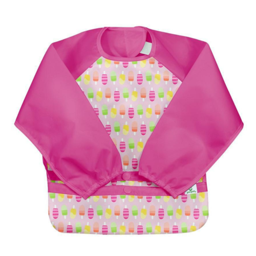 Green Sprouts Snap & Go Easy Wear Long Sleeve Bib Pink Popsicles