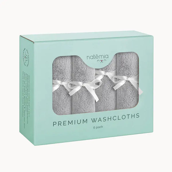 Natemia Ultra Soft Bamboo Washcloths in Grey - 6 Pack