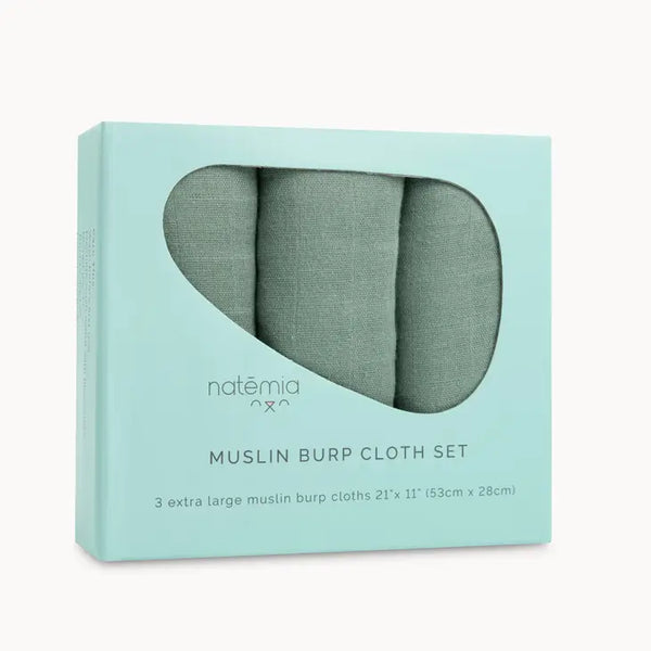 Natemia Ultra Soft Muslin Bamboo Burp Cloths Sage - 3 Pack